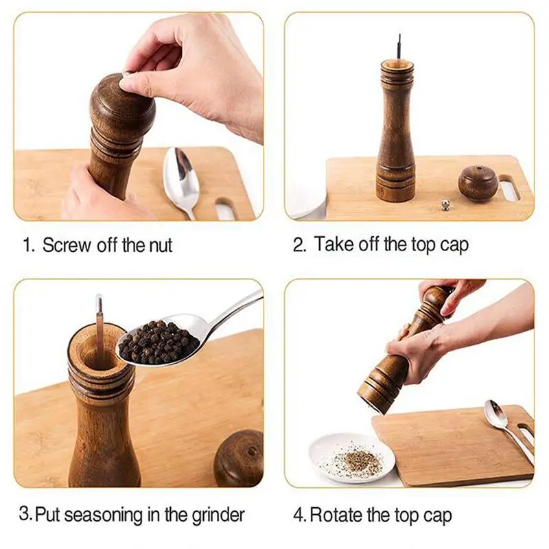 1 шт древесины дуба соль и перец мельница для специй Мясорубка ручной мельницы
