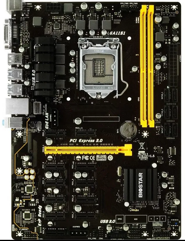 

TB250-BTC Pro Motherboard 7 Power Supply Support 8 Cards/12 Cards Interconnection 6 Cards 12 Cards Interface 90% New