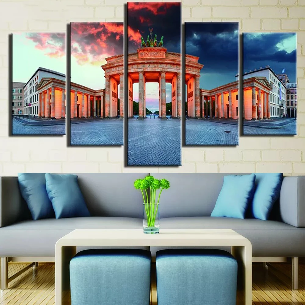 

5 Pieces Wall Art Canvas Painting Landscape Poster Gate Home Decoration Modular Pictures Modern Living Room Free Shipping
