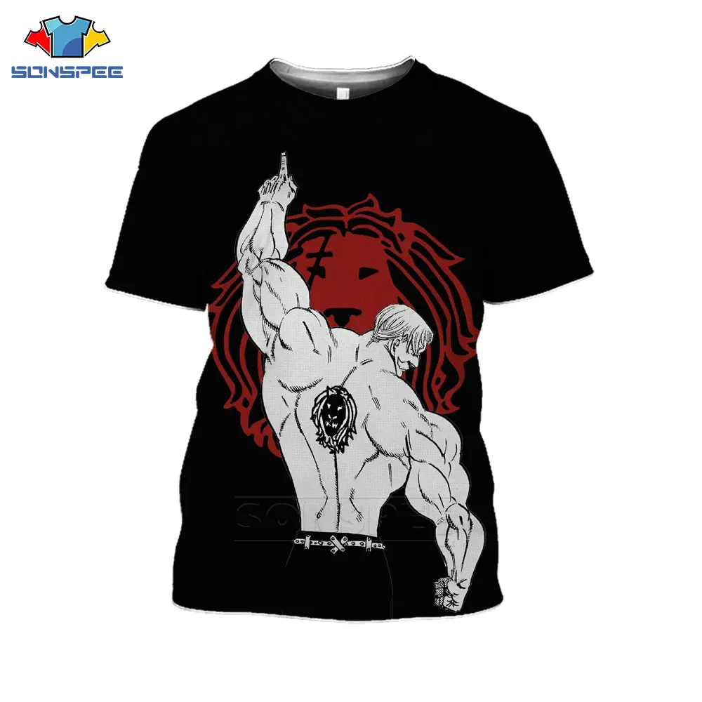 

SONSPEE The Seven Deadly Sins Anime T-shirt Shirt New 3D Printing Harajuku Casual Men Women Nanatsu No Taizai Meliodas Escanor