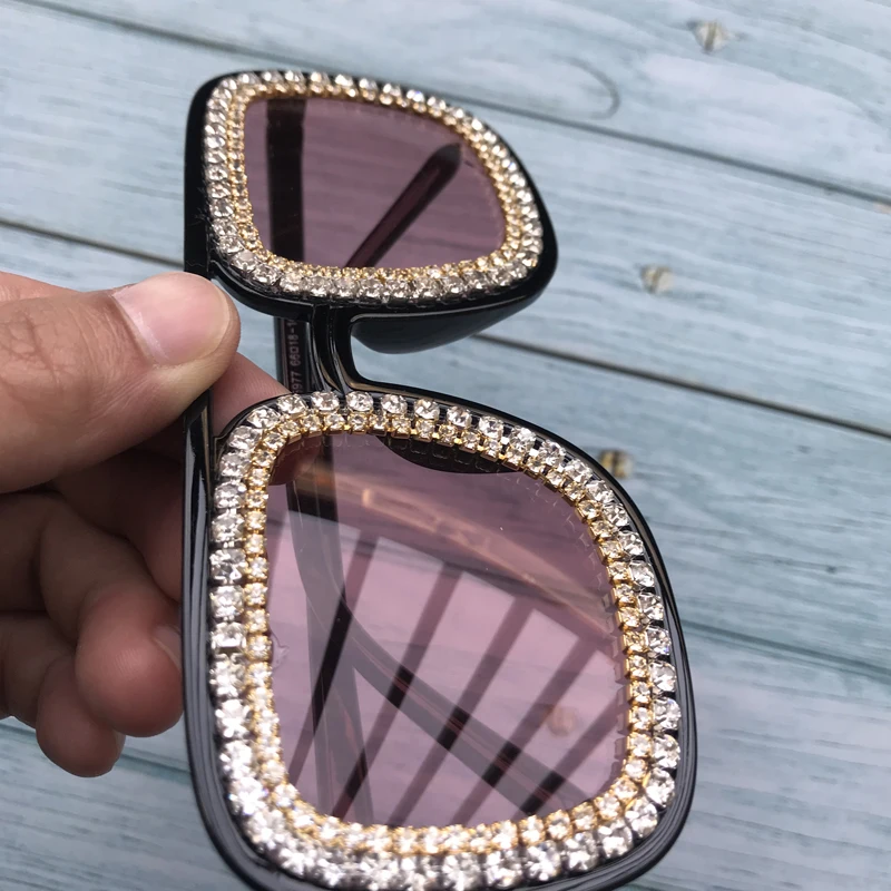 2019 черный/розовый Полный алмаз летние модные женские солнцезащитные очки