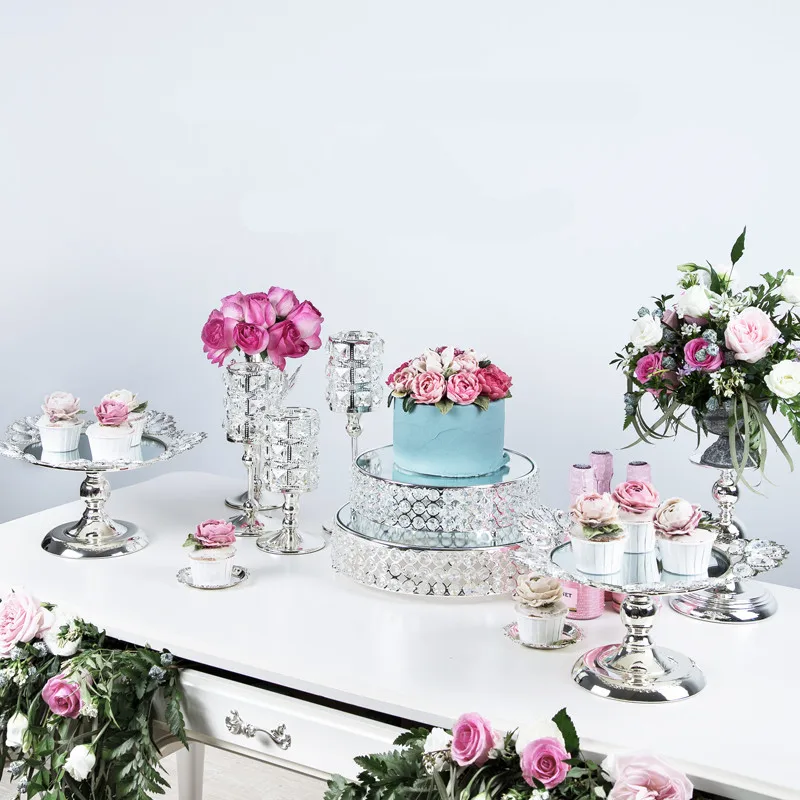 Tobs зеркальное лицо свадебная Золотая Хрустальная подставка для торта набор