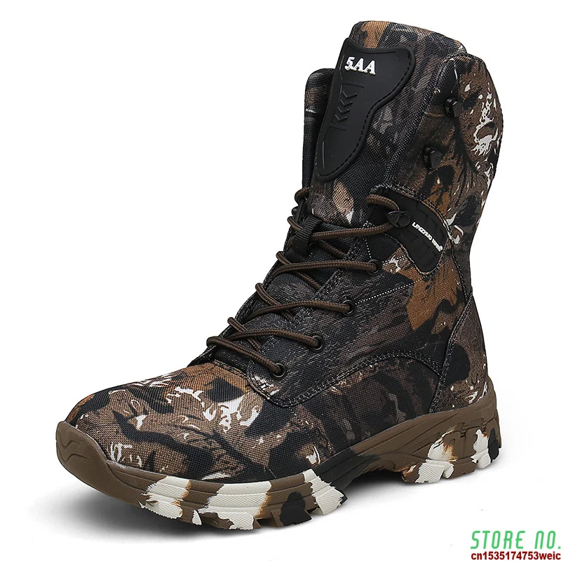 

Oxford Waterproof Military Men Tactical Boots Camouflage Disguise Outdoor Hunting Boots for Men Size 47 Mid-calf Trekking Shoes