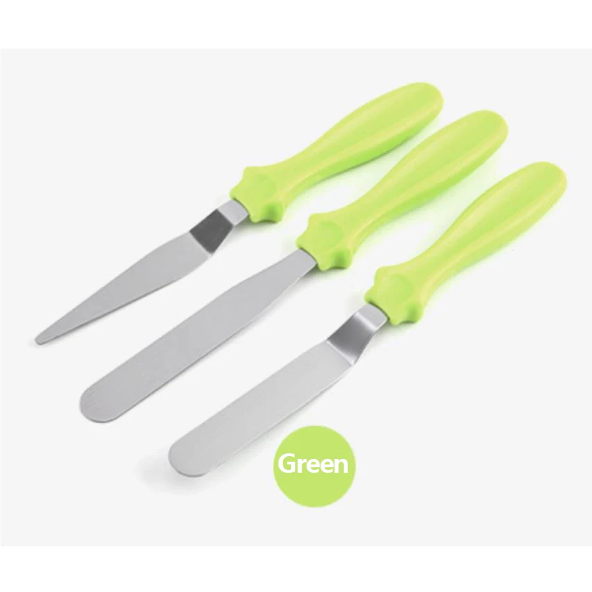 Green 10 дюймов нержавеющая сталь крем шпатель для торта DIY украшения торта инструменты кухонные инструменты масло торт крем шпатель - Цвет: Green