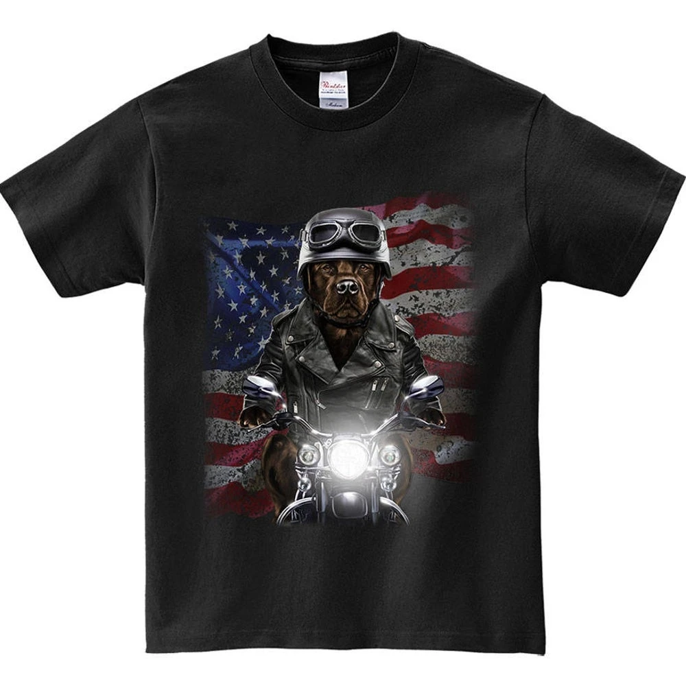 Футболка с коротким рукавом America Patriot Chocolate Labrador Motorcycle Dog для мужчин, женщин и детей с графическим принтом PrintStarTee, подарок для него из Японии.