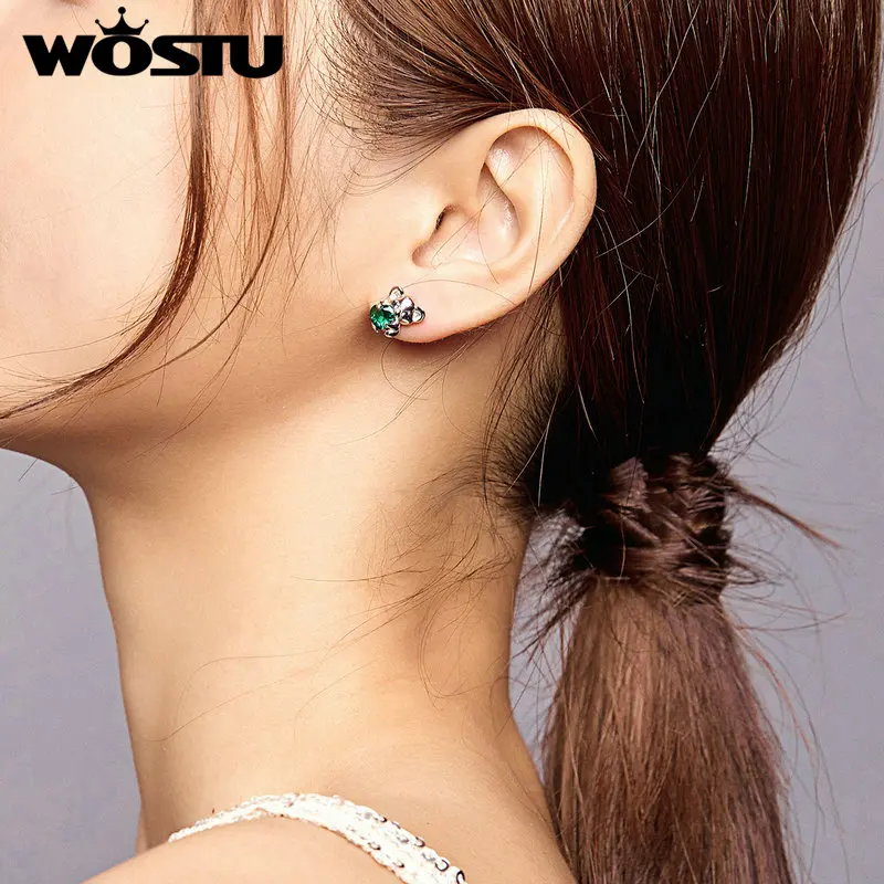 Женские серьги-гвоздики из серебра 100% пробы с цирконом | Украшения и аксессуары