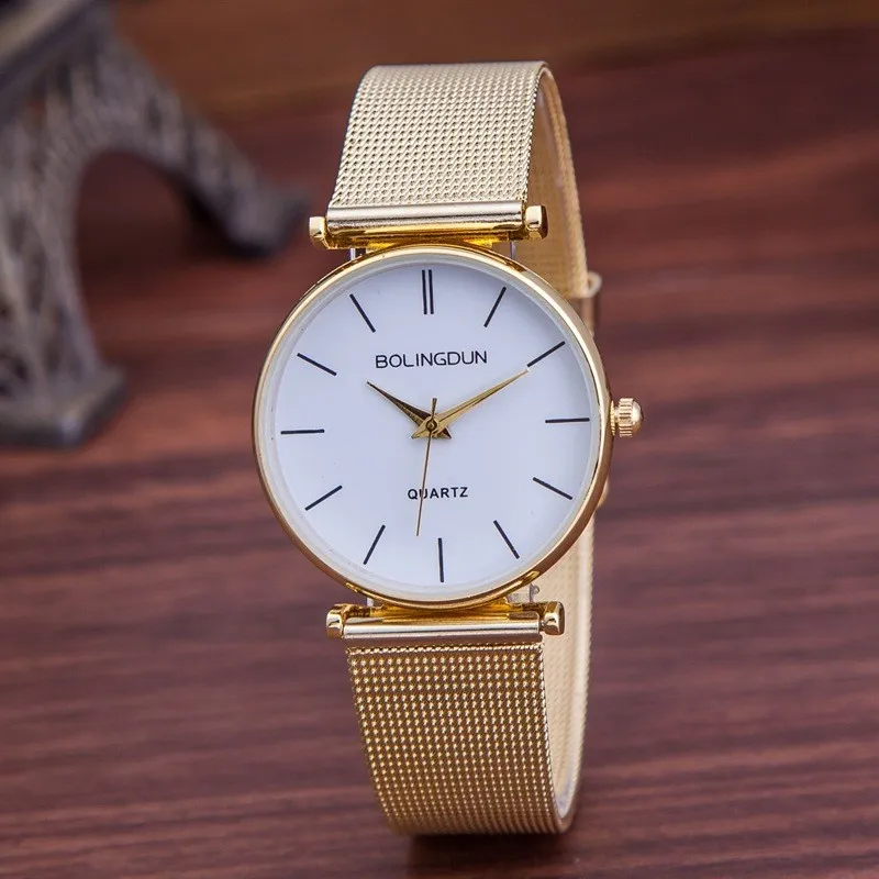 Zegarek damski Luxury Brand Geneva women watches Reloj mujer Fashion Gold Metal Mesh Stainless Steel Dress Quartz Watch часы new reloj mujer luxury starry sky women watches magnetic mesh belt band watch women s fashion dress wristwatch zegarek damski