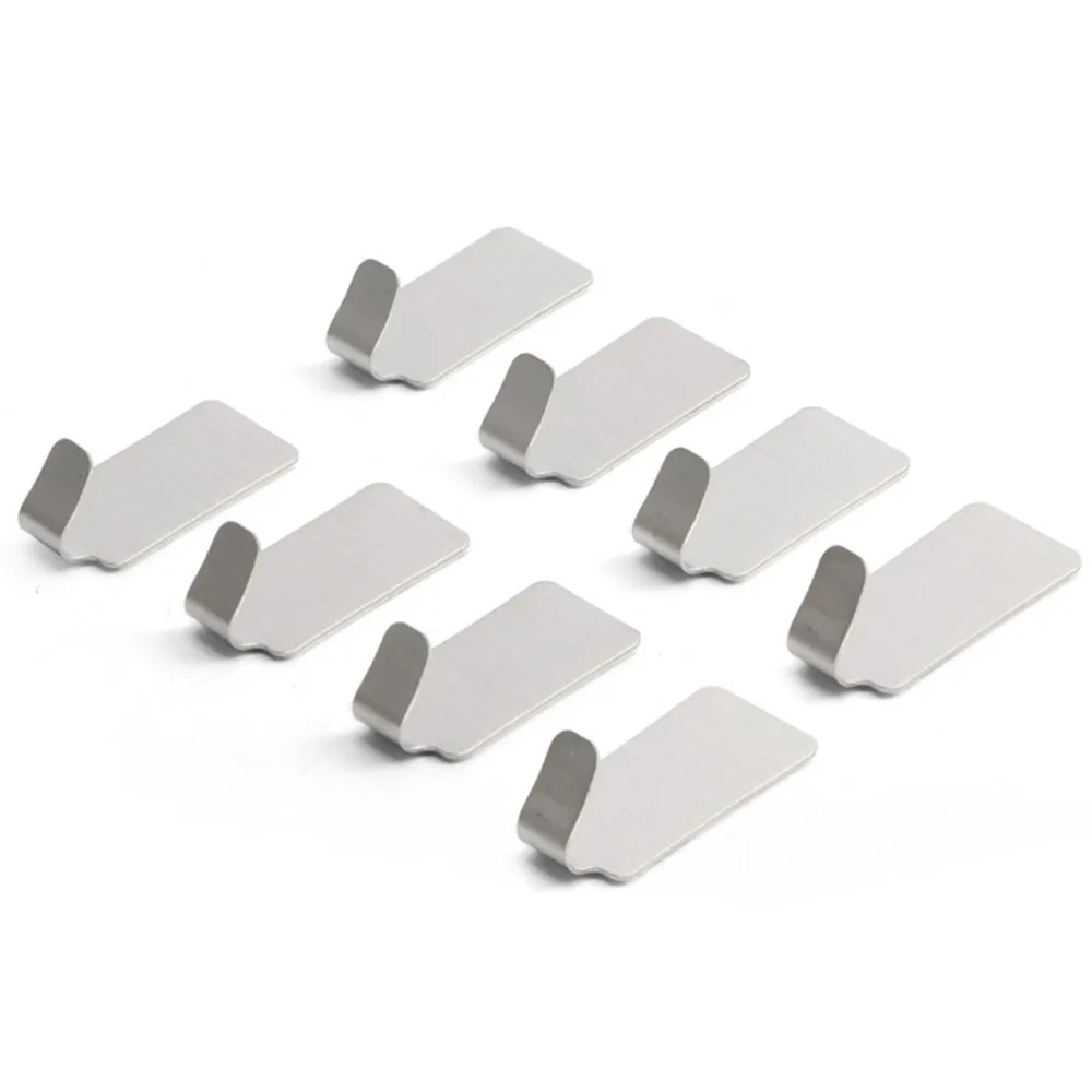 

8Pcs Self-adhesive Parts Household Kitchen Wall Door Stainless Steel Hook Hanger Perfect For Bathroom Door Wall Convenient