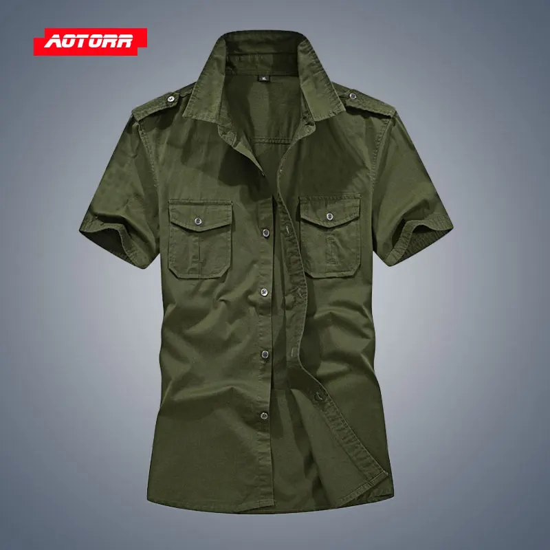 6XL, военная Летняя мужская рубашка карго, короткий рукав, хлопок, армейская рубашка, мужские повседневные рубашки, тактическая Мужская рубашка, Chemise Homme Plus