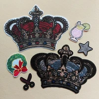 10pcslot large bead sequin applique embroidery patches crown star clothing decoration garment accessories iron heat transfer