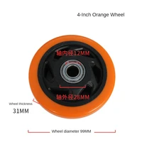 1 pc 4 inch polyurethane orange flower single wheel wear resistant cart double bearing