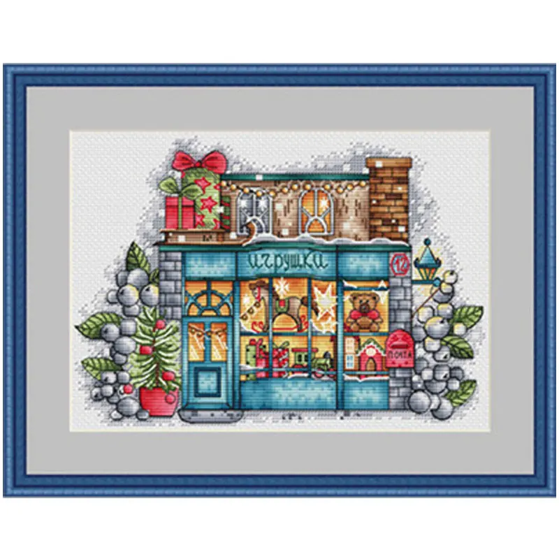 

Christmas cottage patterns Counted Cross Stitch 11CT 14CT 18CT DIY Chinese Cross Stitch Kits Embroidery Needlework Sets