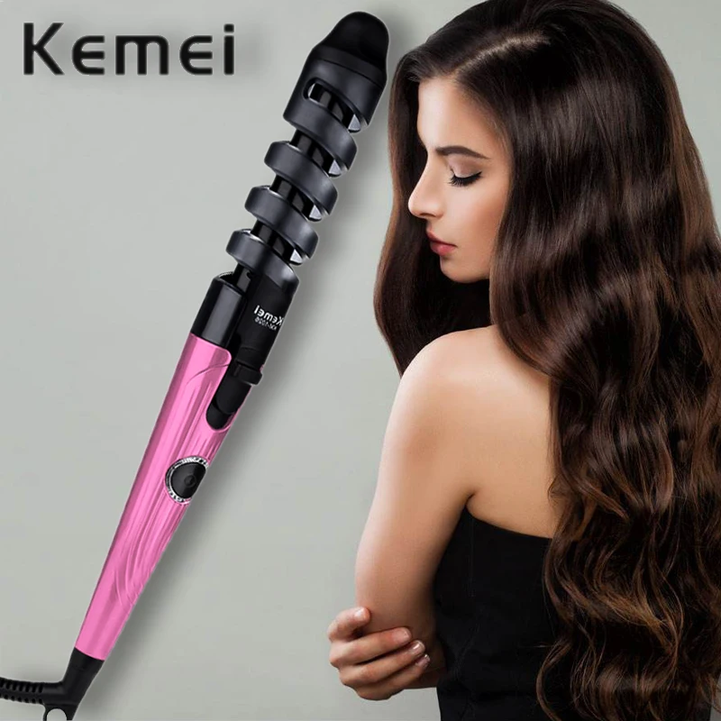 Kemei волшебные бигуди для волос, роликовые спиральные щипцы для завивки волос, салонные щипцы для завивки волос, электрический Профессиональный стайлер для волос, инструмент для укладки волос D40