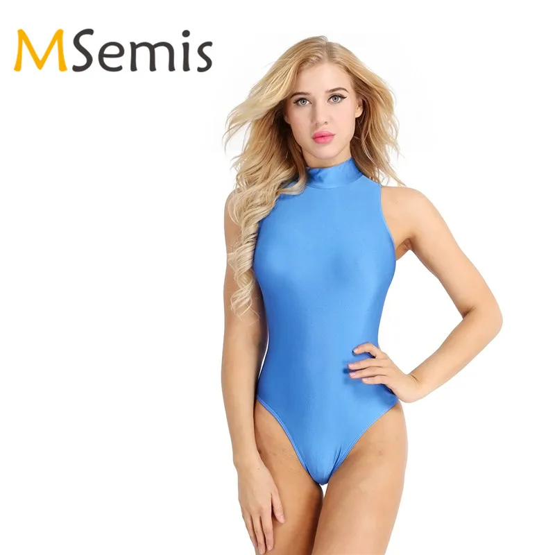 Женские купальники гимнастический купальник с лямкой через шею высокой посадкой