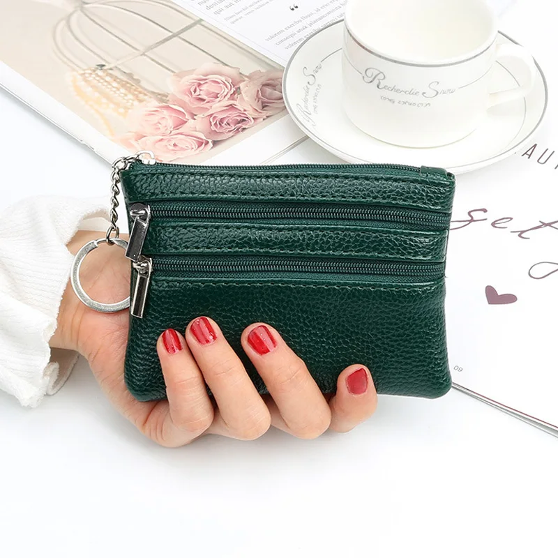 

Leather Coin Purses Women's Small Change Money Bags Pocket Wallets Key Holder Case Mini Functional Pouch Zipper Card Wallet