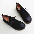 Туфли оксфорды женские, 100% натуральная кожа, плоская подошва, на шнуровке, повседневные, черные, 2020
