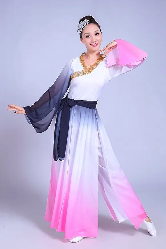 Китайский стиль Hanfu классические танцевальные костюмы для взрослых женщин Yangko