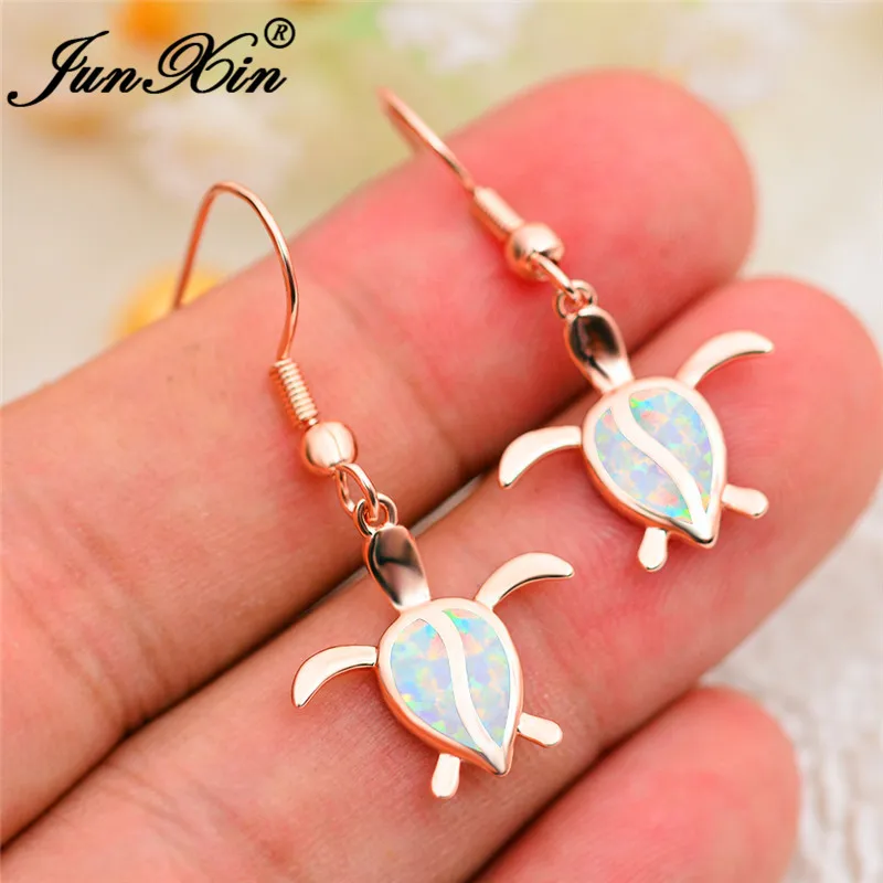 Груша капли воды Белый огненный опал серьги из белого золота розового Цвет милые