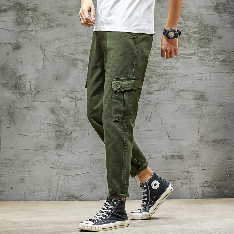 

Jantour Men's Cargo Casual Pants 2020 New Fashion Pencil Pants Cotton Regular Trousers Male Joggers Long Pants Pantalon 28-36 38