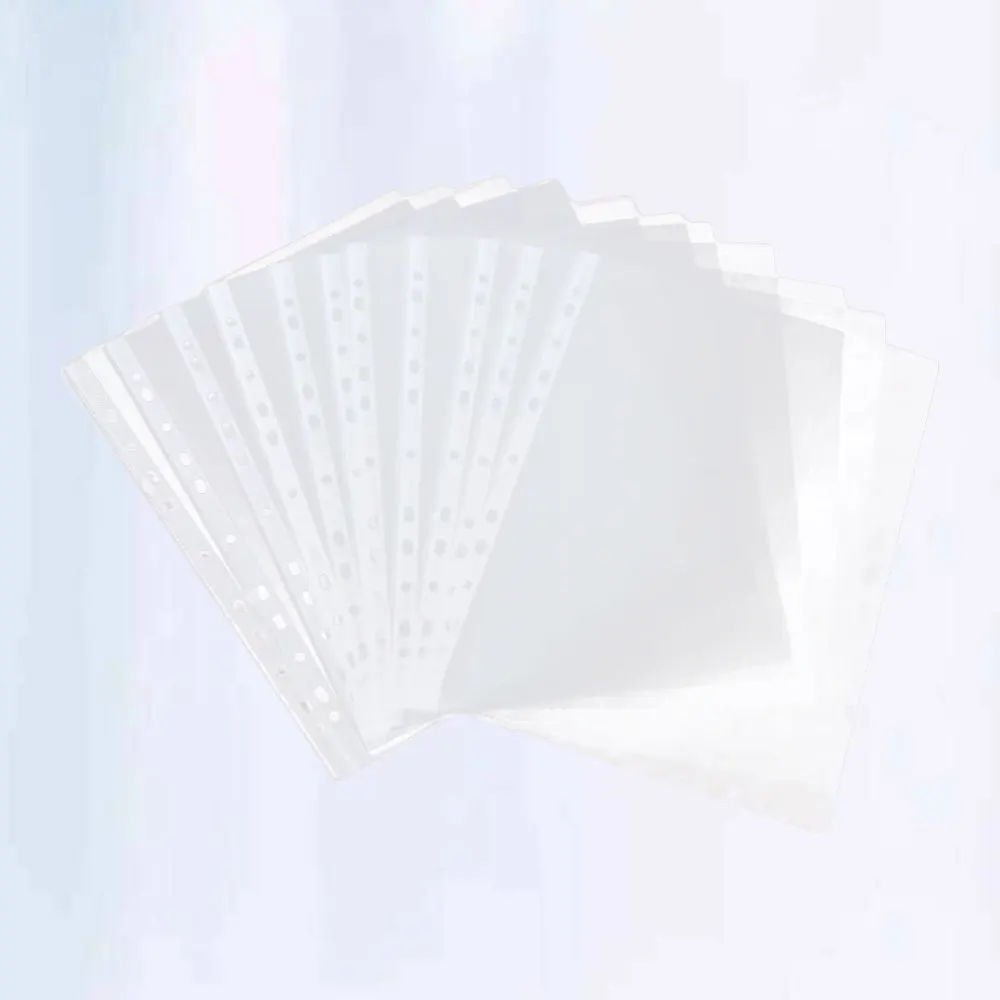 

100pcs Sheet Protectors Clear Design A4 11 Hole Paper Cover Loose Leaf Protector Paper File Protect Bag (Thicker 6C for Universa