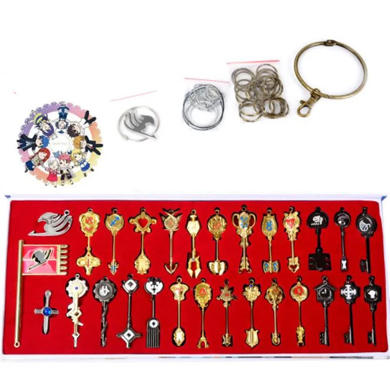 

29pcs/set Anime Fairy Tail Key Starling Naz Magic Guild Adult Children Game Collection Keychain Necklace