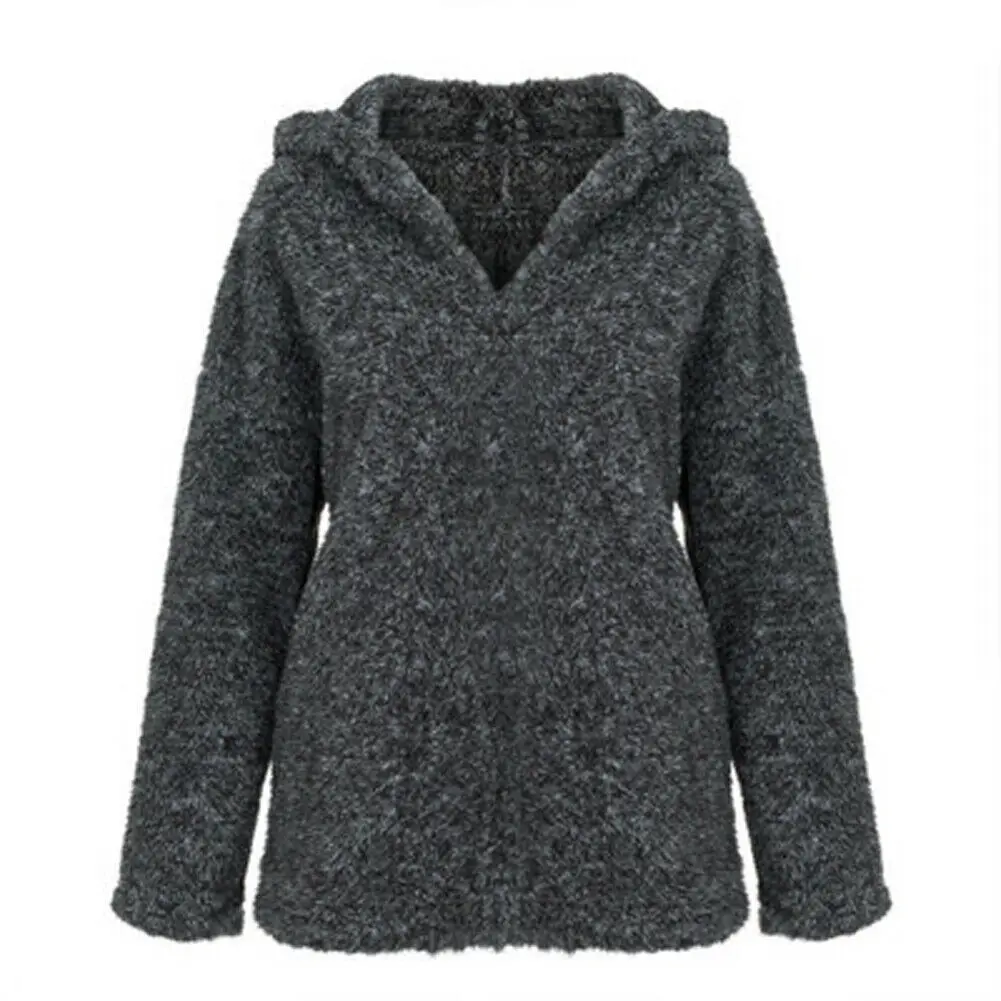 Серый толстый свитер женская зимняя пушистая куртка флисовая Меховая Верхняя