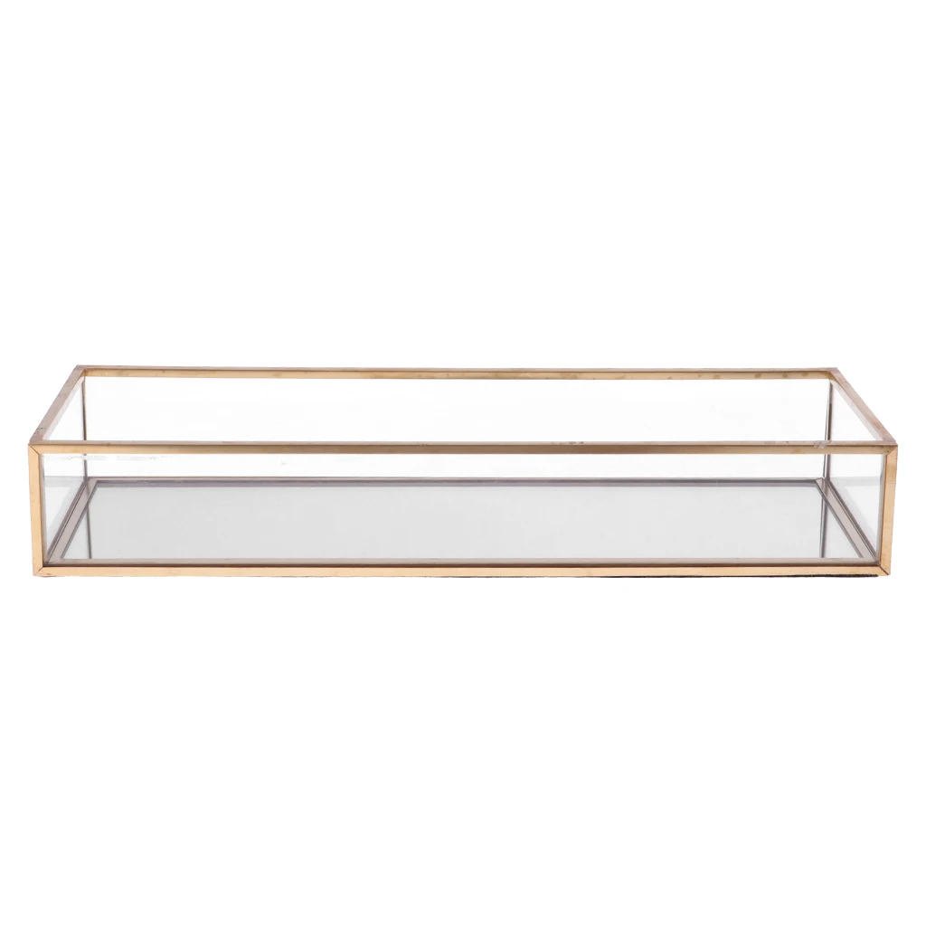 Геометрический стеклянный ювелирный поднос держатель для макияжа Органайзер