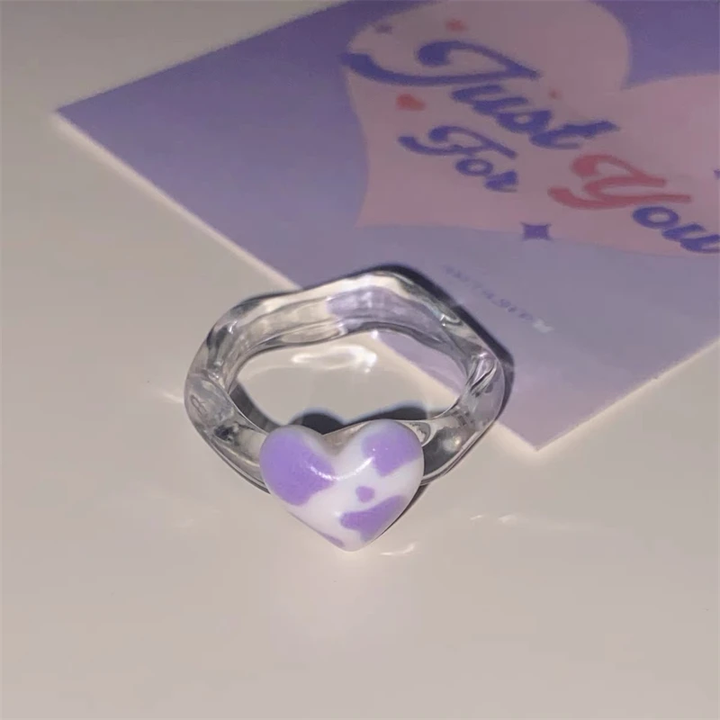 Новинка 2022 модные геометрические кольца Kpop в стиле ретро с красочным сердцем из