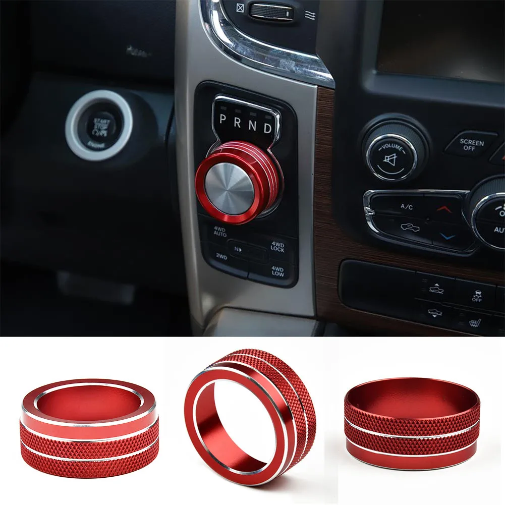 

Interior Gear Red Knob Trim Aluminum Alloy For Dodge Ram 1500 2013-2017