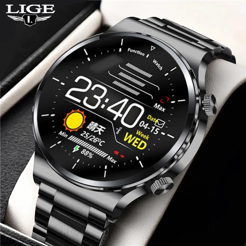 

LIGE Fashion Smart Watch Men Call Remind Fitness Tracker Watches Pedometer Smart Clock Heart Rate Waterproof Smartwatch for Men