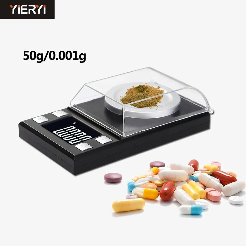 Yieryi lcd Цифровые 0,001 г ювелирные изделия, называемые высокоточные портативные медицинские лабораторные весы с весом в миллиграмме, электронные весы
