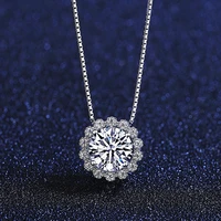 1ct 6 5mm round moissanite pendant necklace 925 sterling silver frozen tennis chain necklace for woman wedding party gifts