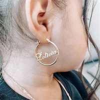 custom name earrings stainless steel baby girl jewelry personalized name nameplate hoop earrings for kids birthday gifts