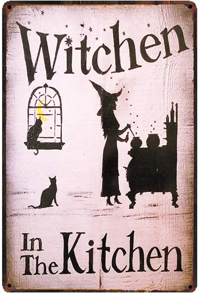 

Ностальгия оригинальный ретро дизайн ведьмин на кухне оловянные металлические знаки настенное искусство Толстая жестяная плита печать пл...