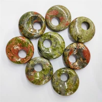 8pcs 20x7mm natural green unakite jasper donuts pendant bead for diy jewelry necklace bracelet making accessories creative gifts