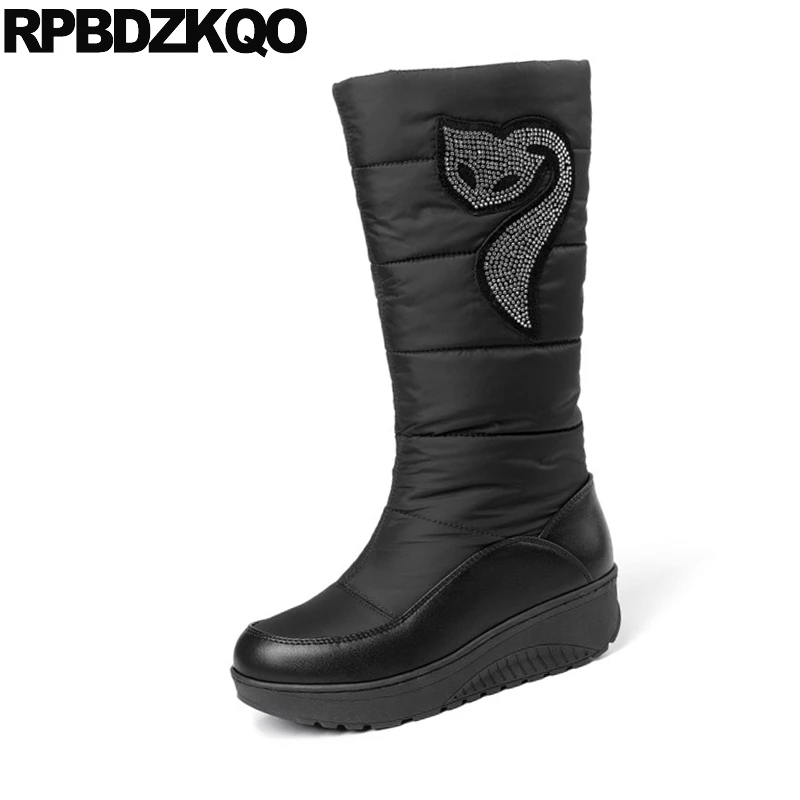 Женские Водонепроницаемые Сапоги до колена коричневые сапоги на танкетке с