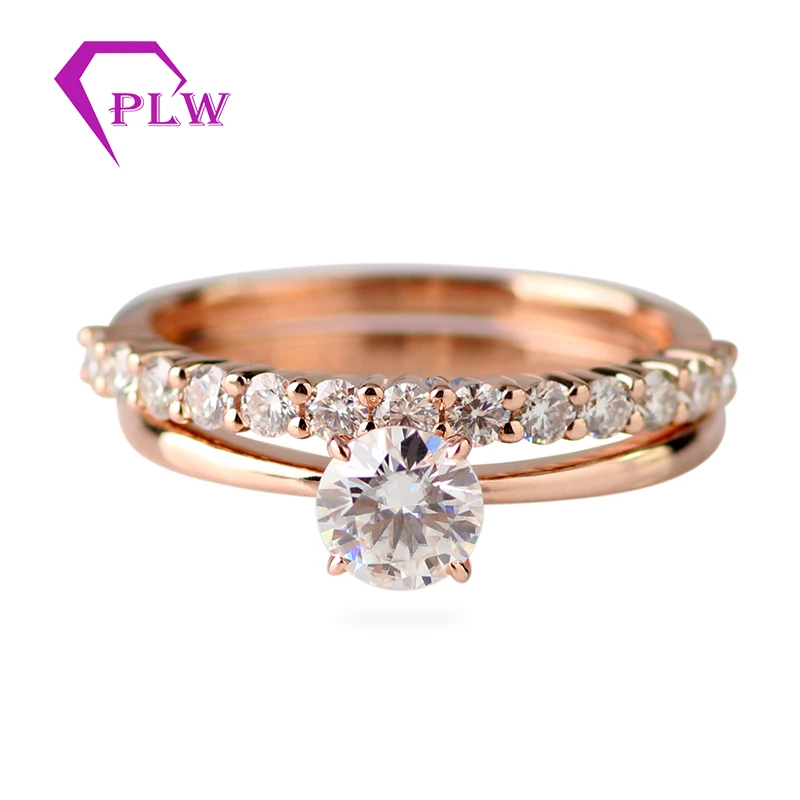 5 мм лабораторный алмаз обручальное кольцо Набор круглой огранки 14 к розовое
