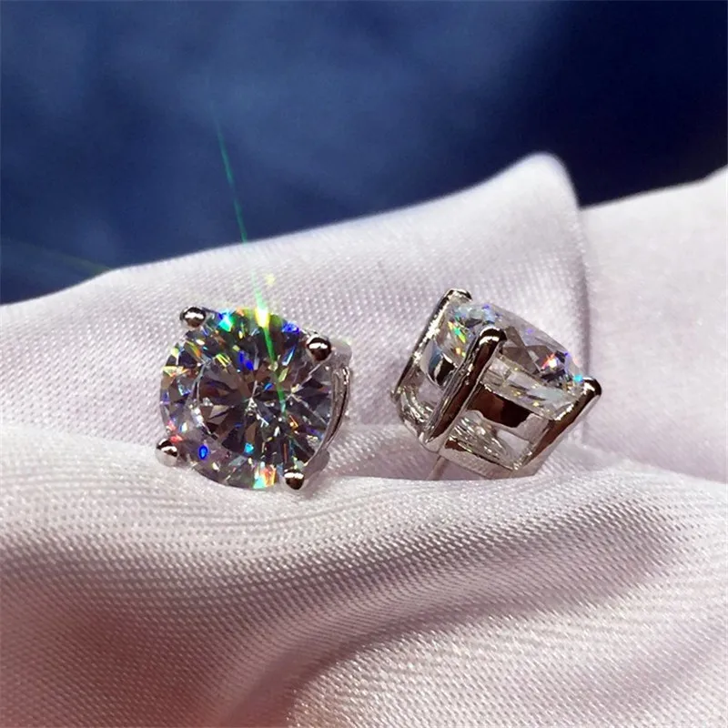 

Fashion Luxury 5mm/9mm Lab Diamond Stud Earring Real 925 sterling silver Jewelry Engagement Wedding Earrings for Women men