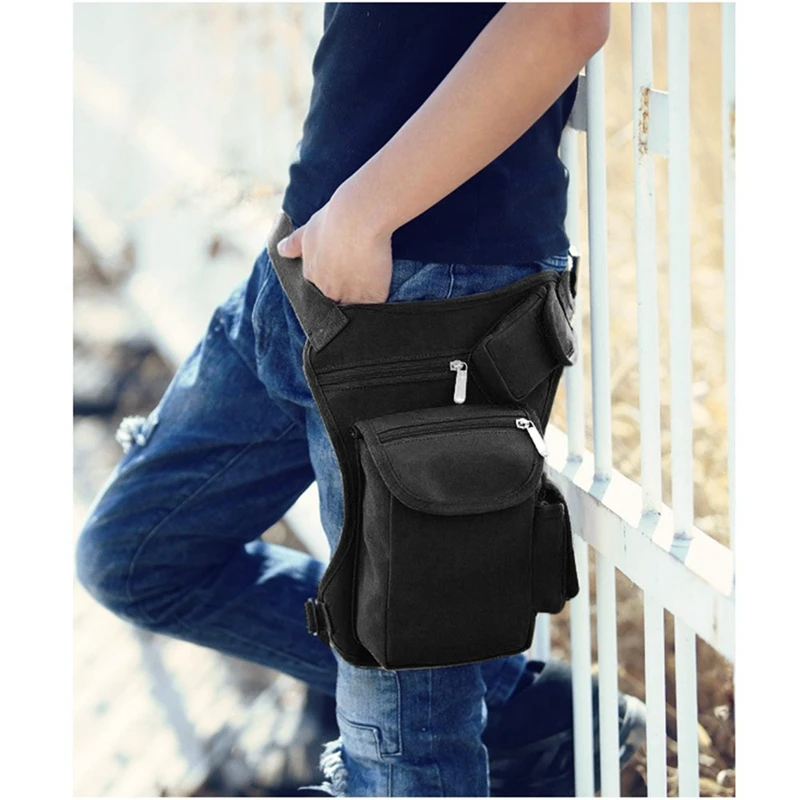 

Men Canvas Drop Leg Bag Sports Racing Waist Bag Pack Multifunctional Bag for Hiking Cycling Vacation