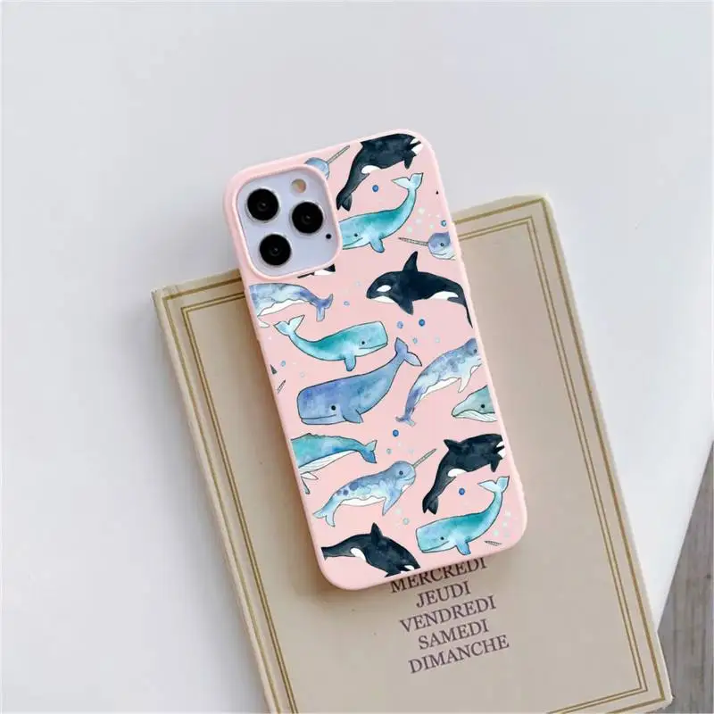 

shark cool Phone Case Pink Candy Color for iPhone 11 12 mini pro XS MAX 8 7 6 6S Plus X SE 2020 XR