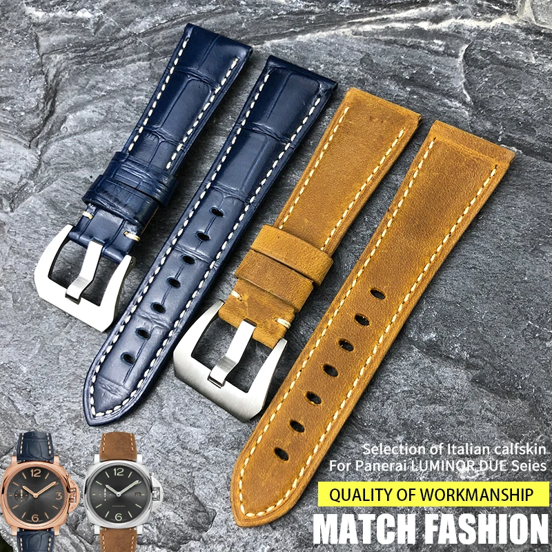 

Ремешок из натуральной коровьей кожи для наручных часов, 22 мм, подходит для Panerai LUMINOR 1950 Tudor Breitling, ремешок из телячьей кожи для часов Seiko SKX
