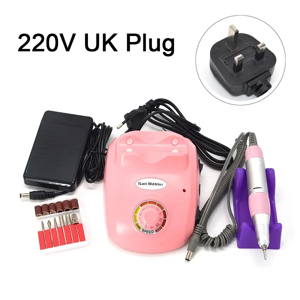 Pink UK plug 35000 об/мин Электрический сверлильный станок для ногтей профессиональная фреза машина для педикюра маникюрная машина пилочка для ногтей инструмент для ногтей - Цвет: Pink UK plug