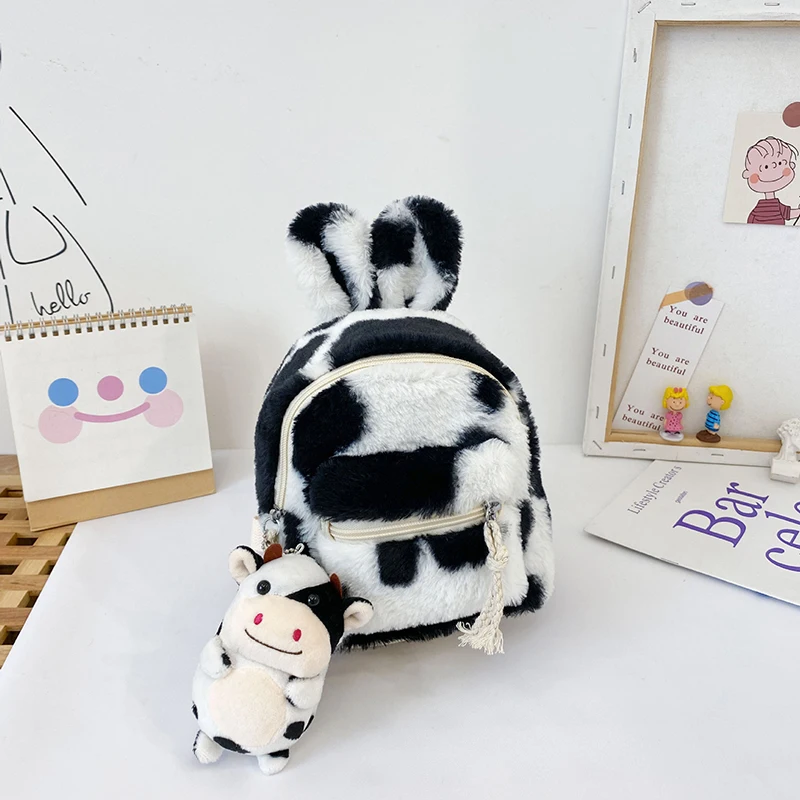 2021 Kids Backpack School Bag Light Backpack Small Solid Color Cute Plush Gifts Toys Rabbit Bear School Bag  For Kids