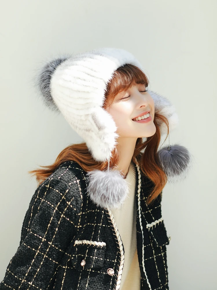 Женские новые меховые шапки на зиму шапка из натурального меха норки с помпоном