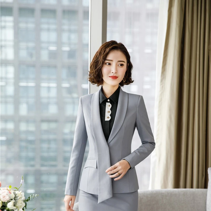 Новинка серые официальные блейзеры и куртки пальто для женщин деловая одежда