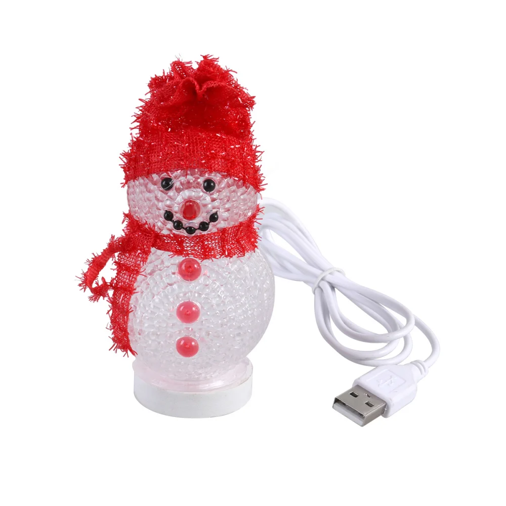

Christmas Glowing Snowman LED Light USB Night Light RGB 7 Color Flashing Light Bedroom Table Lamp Decorative Bedside Lamp For Ho