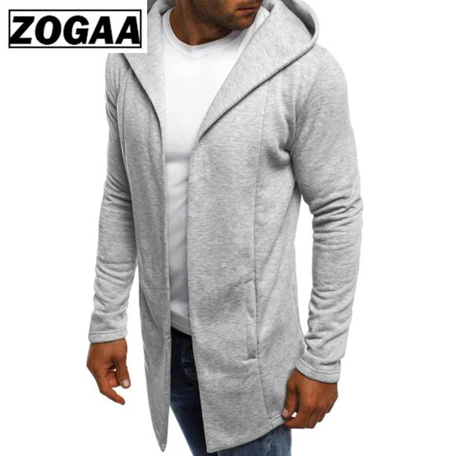 

ZOGAA Spring Autumn Men's Long Mantle Slim Fit Hoodies Outerwear Solid Color Hooded Streetwear Male Hoodies Sweatshirt Cloak