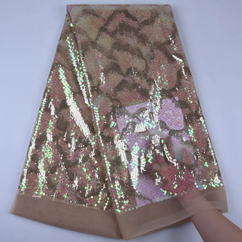 

New Superb Soft African Nigerian Mesh Lace Fabric Many Brilliant Sequins French Tulle Lace Fabric For Bridal Garment SewingA1727