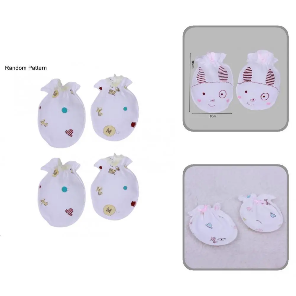 

Soft 2 Pairs Stylish No Scratch Newborn Gloves Anti-eat Infant Mittens Comfortable for Boys Girls