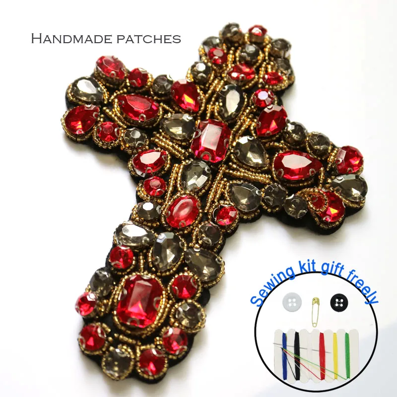 1 шт. 3D Ручная работа искусственная кожа для одежды Красный Крест 12*15 см сделай сам